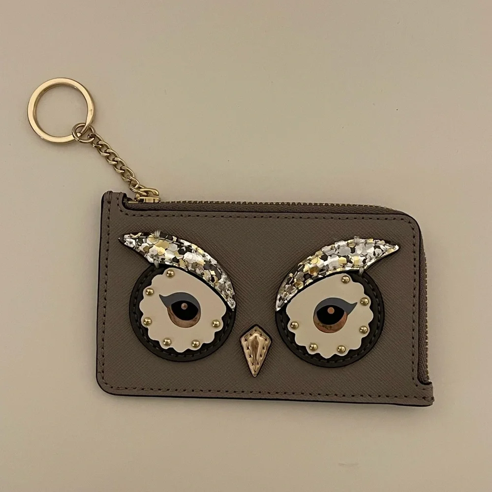 Kate Spade Owl Poppy Star Bright Cityscape Keychain Cardholder Wallet - Picture 3 of 5